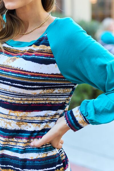 Celeste Design Full Size Striped Long Sleeve Top