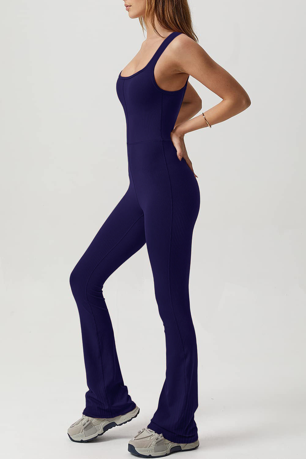 Square Neck Sleeveless Sports Jumpsuit