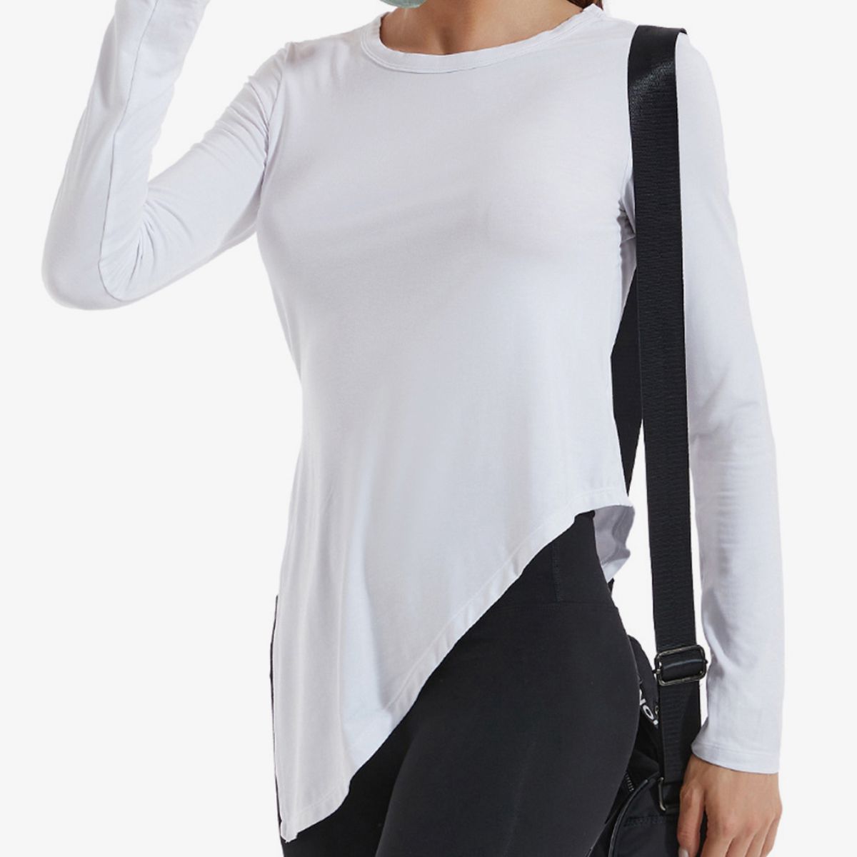 Asymmetrical Round Neck Long Sleeve Sports Top