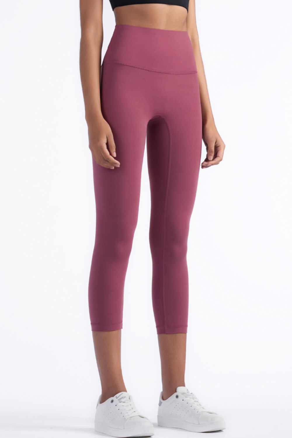 Feel Like Skin Elastic Waistband Cropped Yoga Leggings