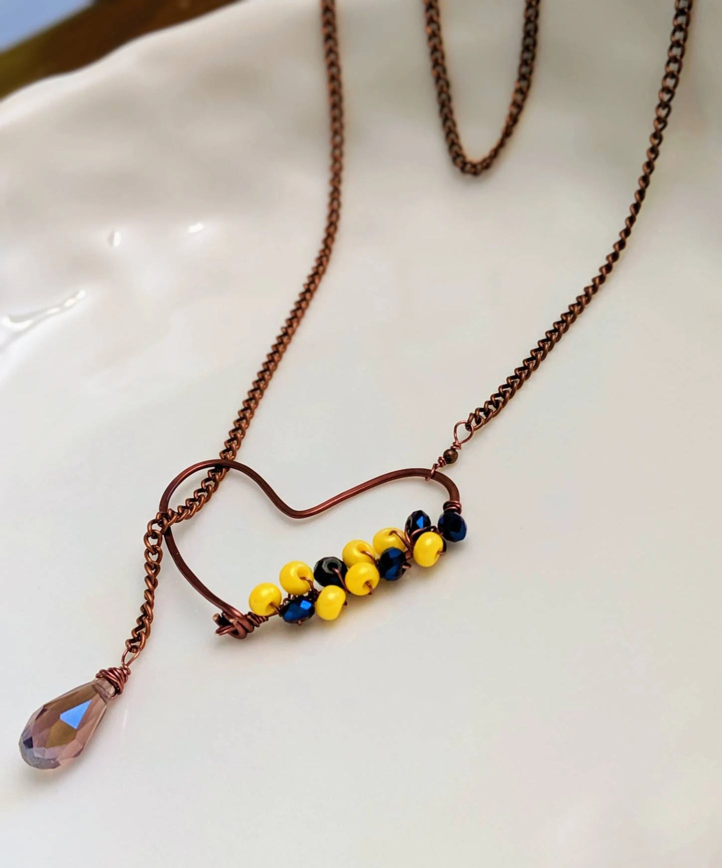 Handmade Unique Beaded Heart Wrap around Jewelry Set with Hoop earrings