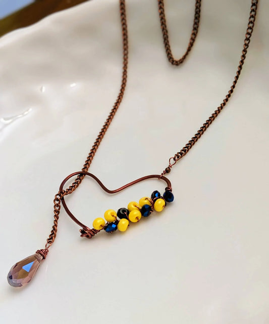 Handmade Unique Beaded Heart Wrap around Jewelry Set with Hoop earrings