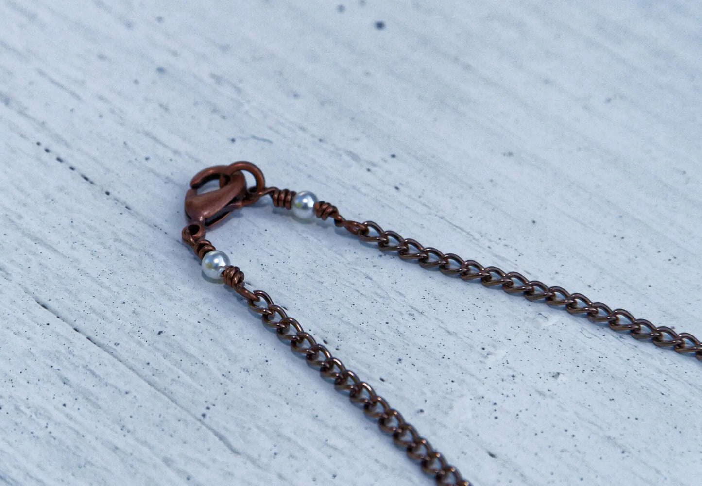 Czech glass | Swarovski Pearl Floral Necklace and Earring Set in Antique Copper