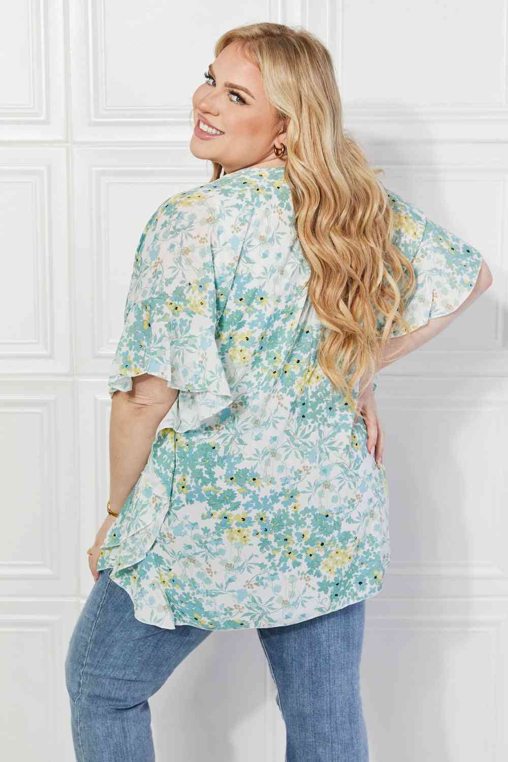 Justin Taylor Fields of Poppy Floral Kimono in Green