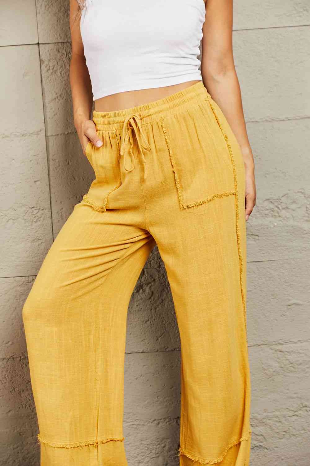 HEYSON Love Me Full Size Mineral Wash Wide Leg Pants