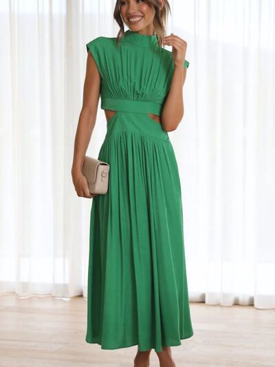 Cutout Mock Neck Sleeveless Dress