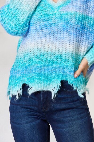 BiBi Tie Dye Frayed Hem Sweater