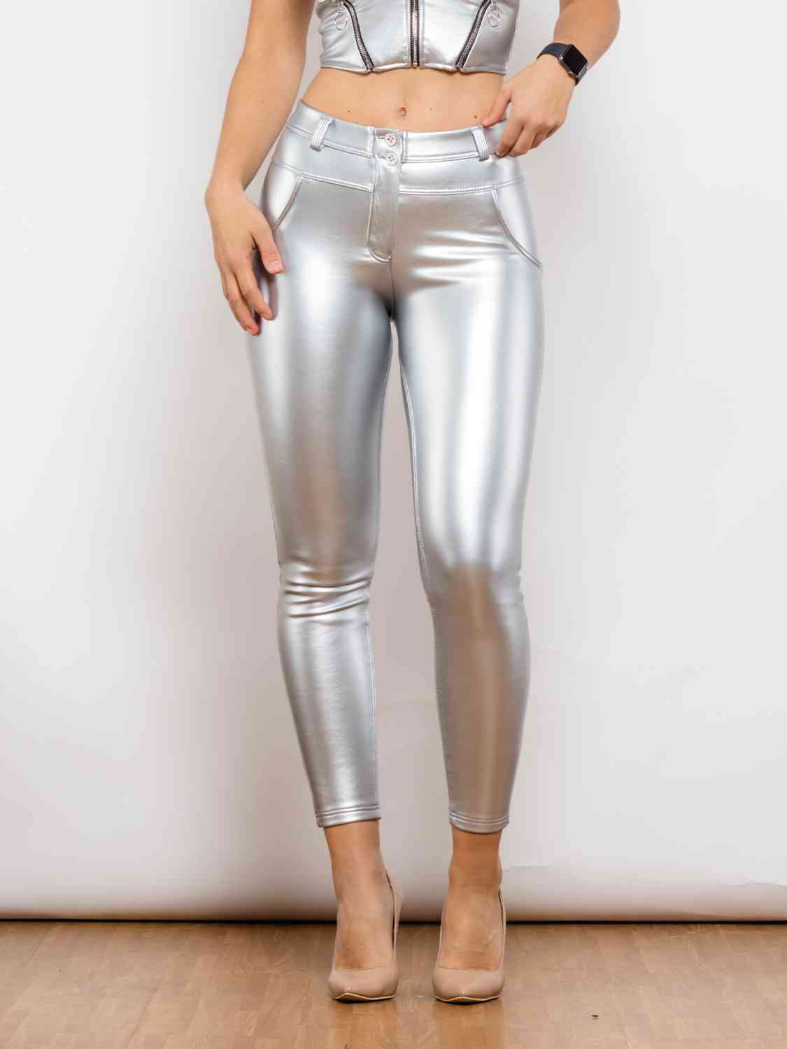 Full Size PU Skinny Pants