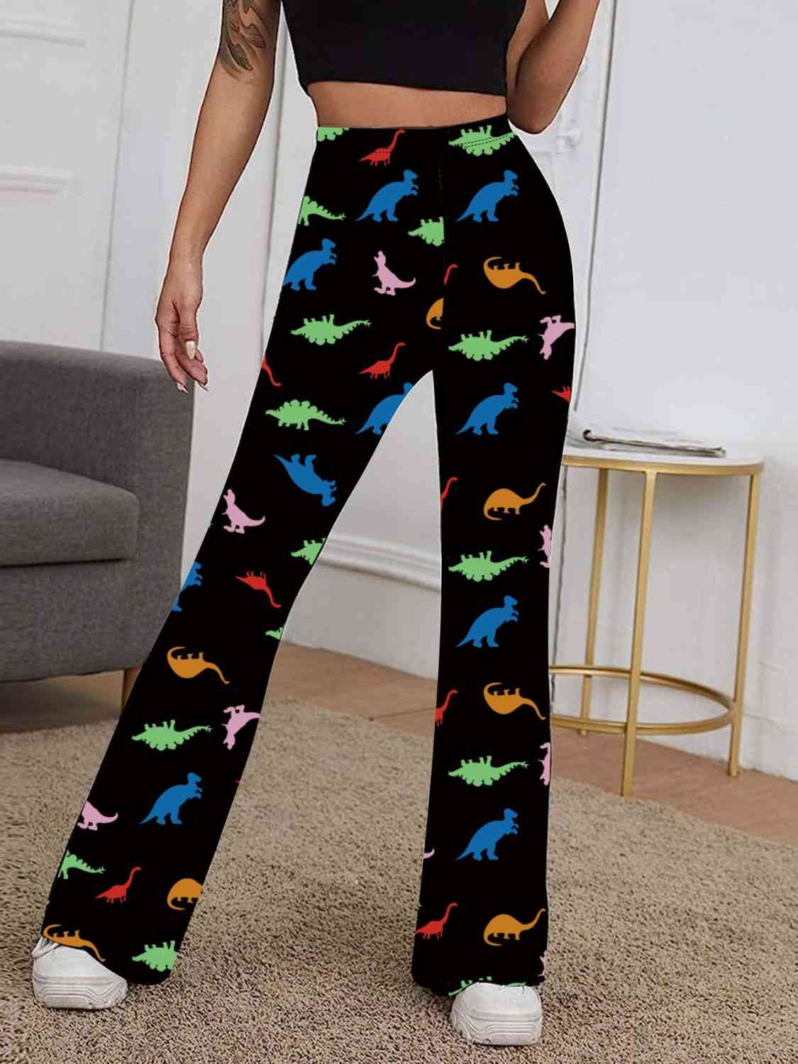 Printed High Waist Bootcut Pants