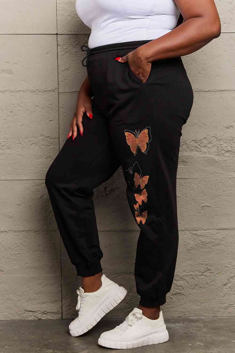 Simply Love Full Size Butterfly Graphic Sweatpants