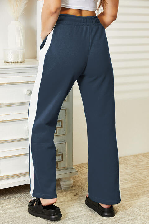 Ninexis Full Size Side Stripe Drawstring Pants