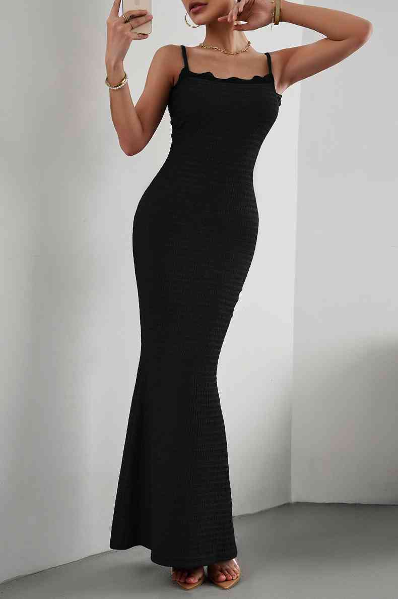 Spaghetti Strap Maxi Fishtail Dress