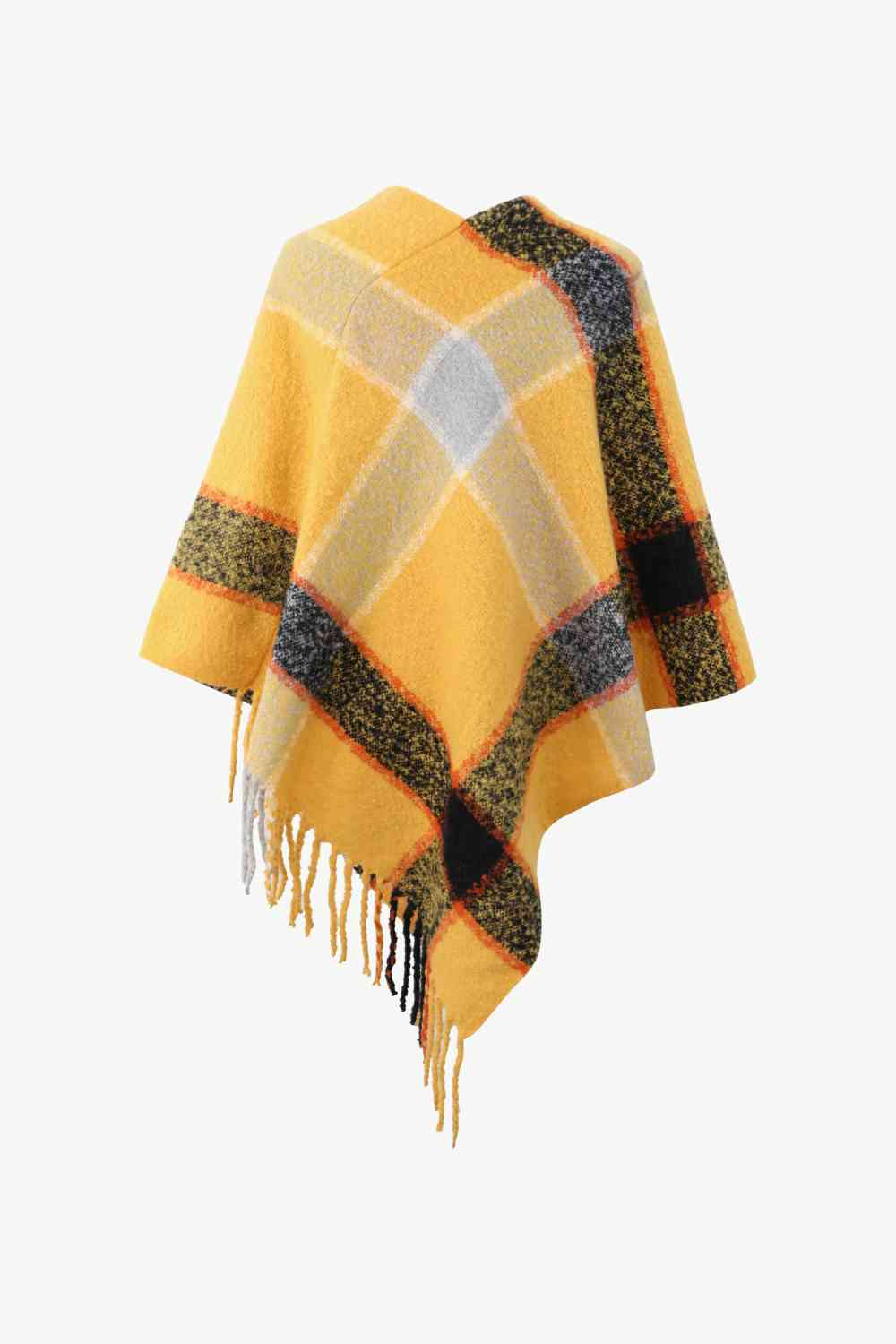 Plaid Fringe Detail Poncho