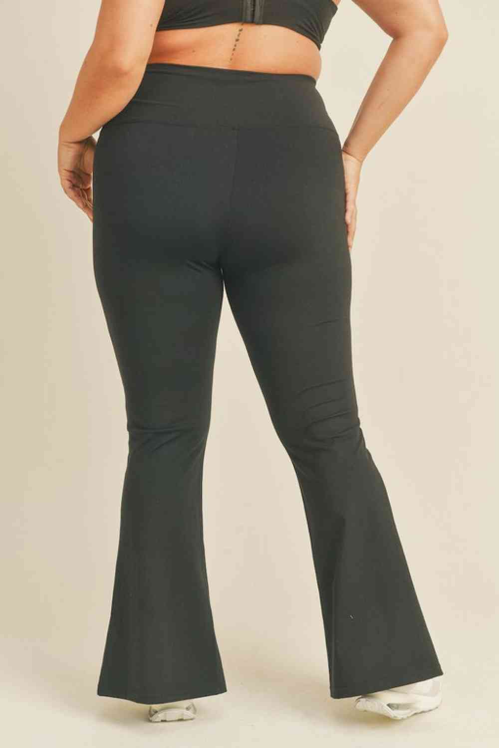 Kimberly C Full Size Slit Flare Leg Pants in Black