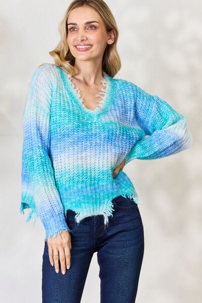 BiBi Tie Dye Frayed Hem Sweater