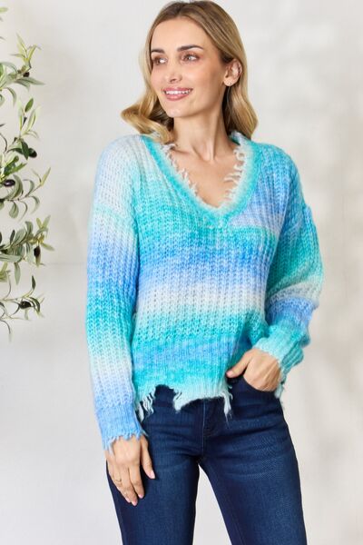 BiBi Tie Dye Frayed Hem Sweater