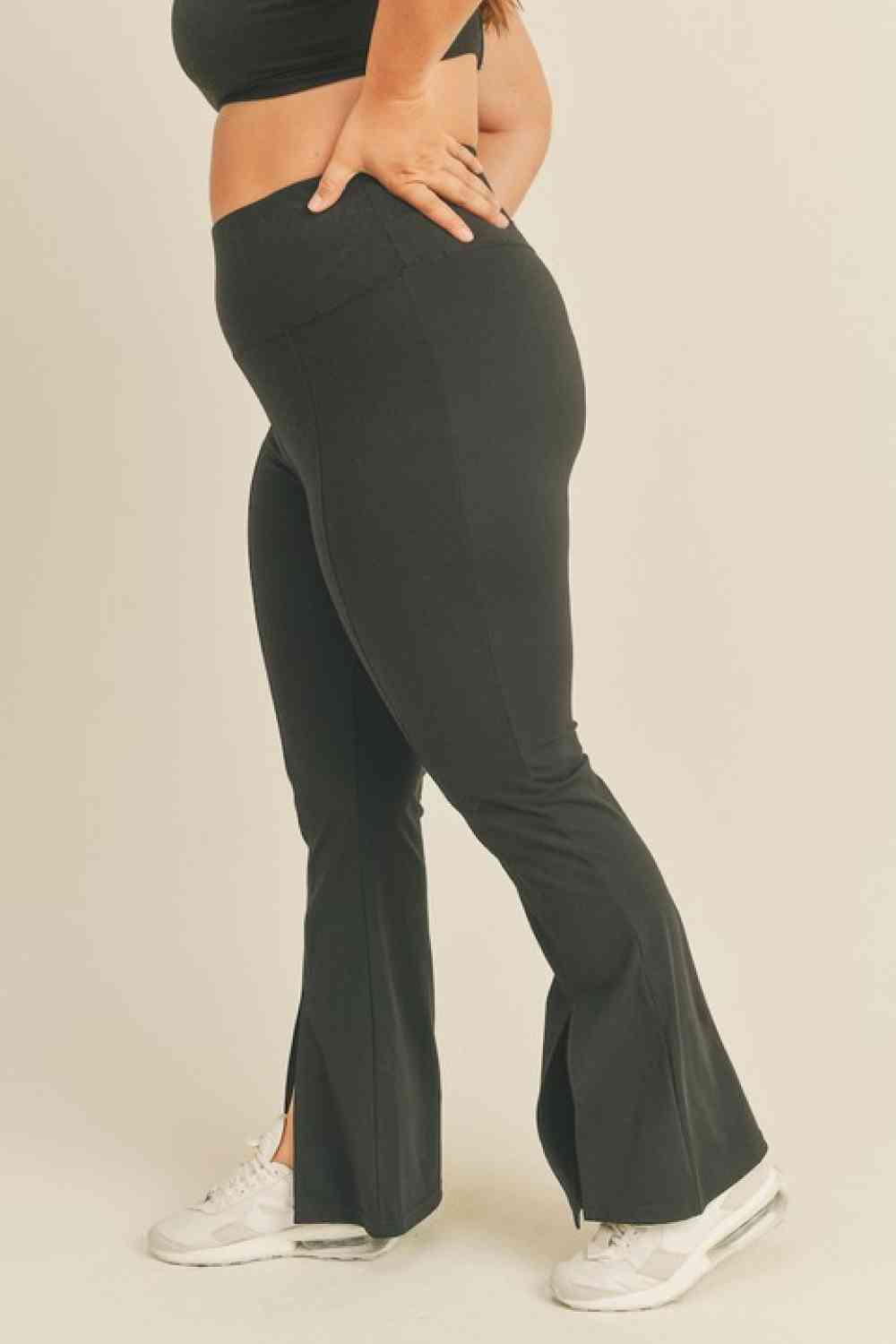 Kimberly C Full Size Slit Flare Leg Pants in Black