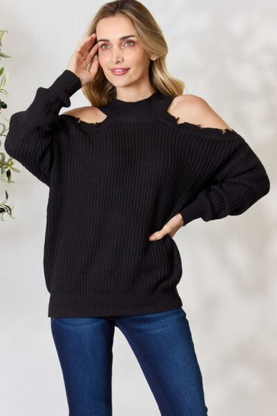 BiBi Cutout Shoulder Long Sleeve Knit Top