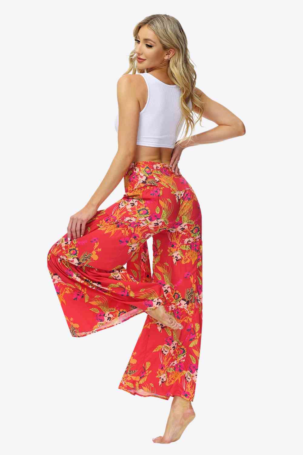 Floral Tie-Waist Tiered Culottes