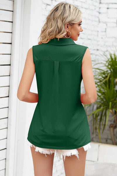 Ruched Johnny Collar Tank