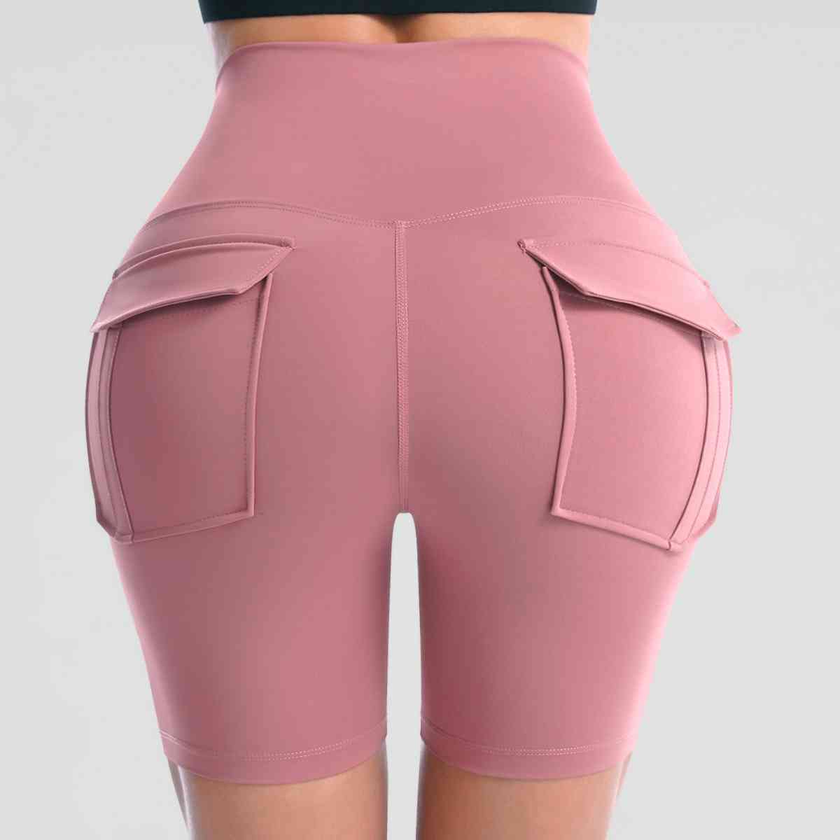 Wide Waistband Sports Shorts With Pockets