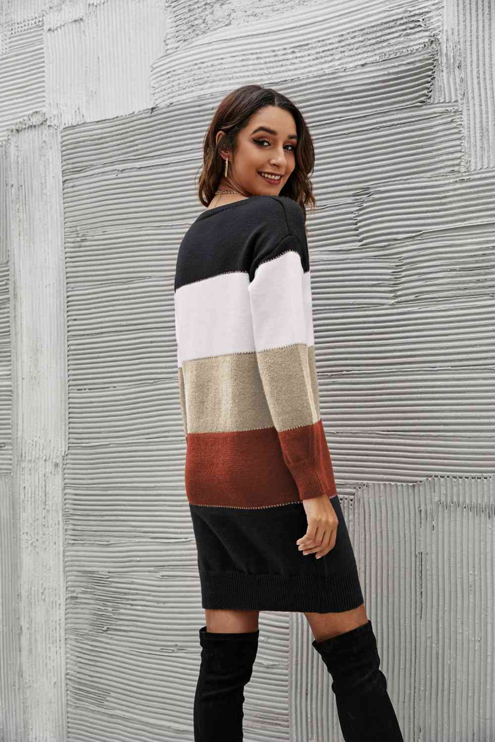 Woven Right Striped Sweater Dress