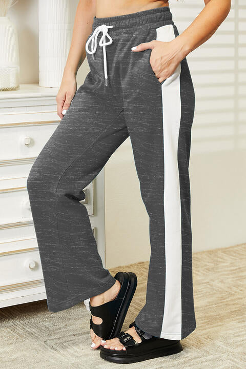 Ninexis Full Size Side Stripe Drawstring Pants
