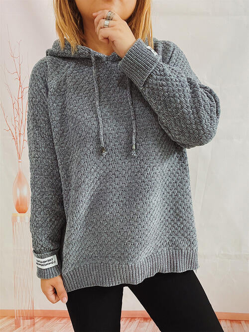 Drawstring Long Sleeve  Hooded Sweater