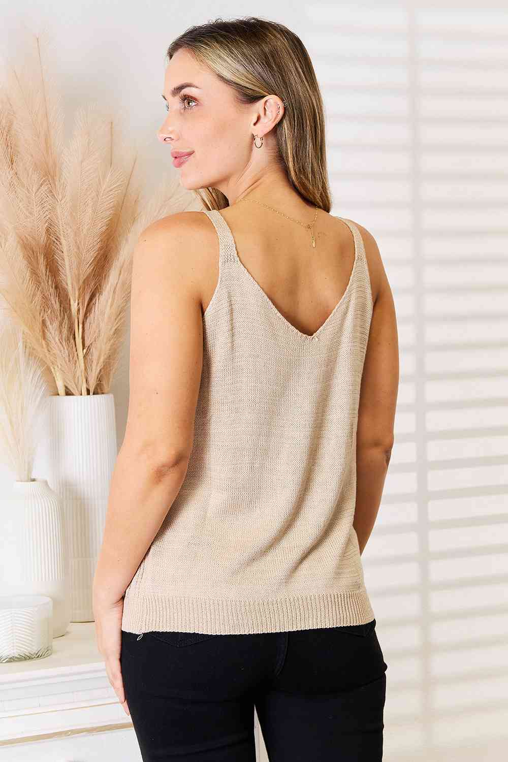 Basic Bae Openwork Scoop Neck Knit Tank Top