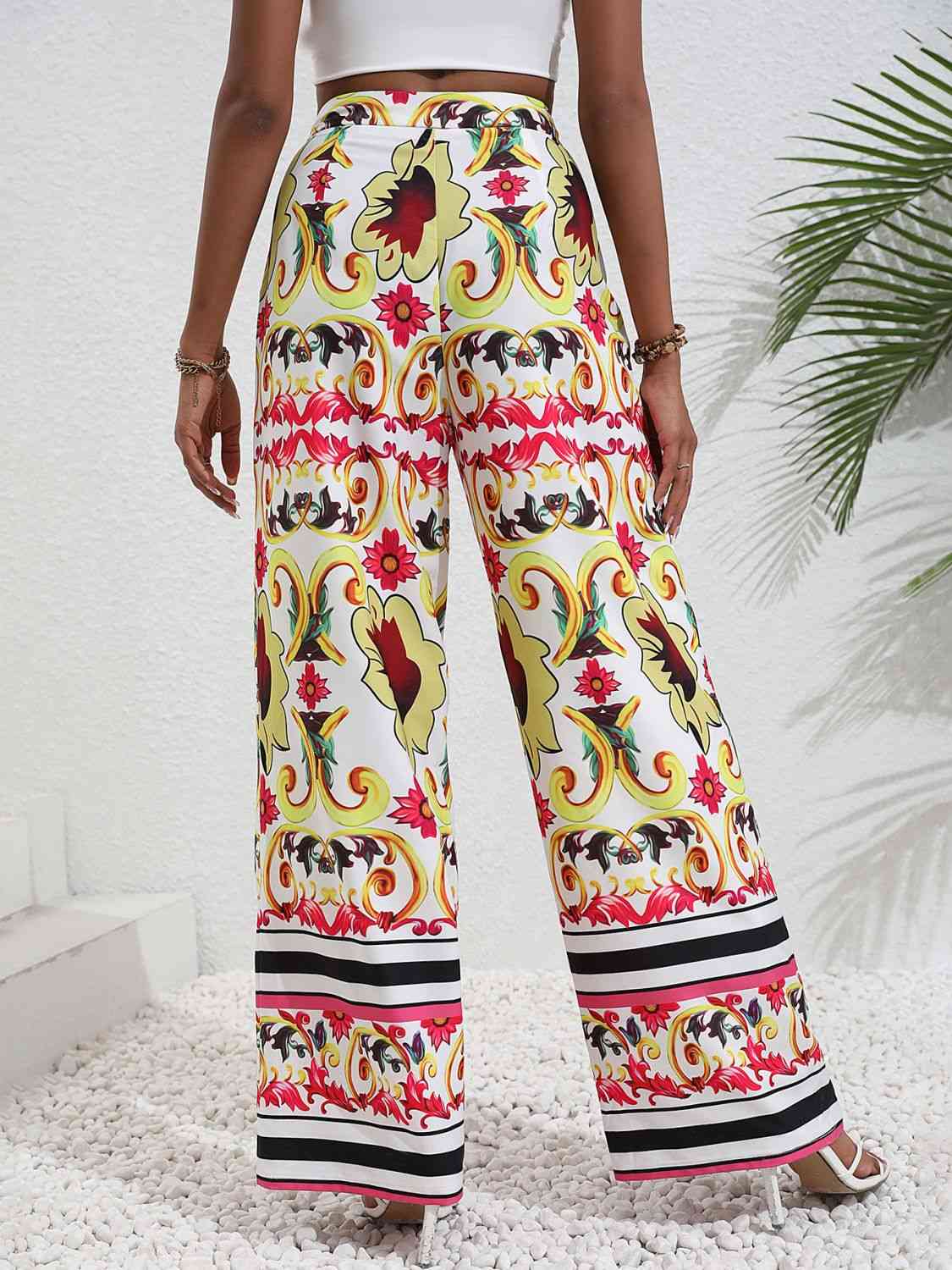 Printed High-Rise Wide Leg Pants