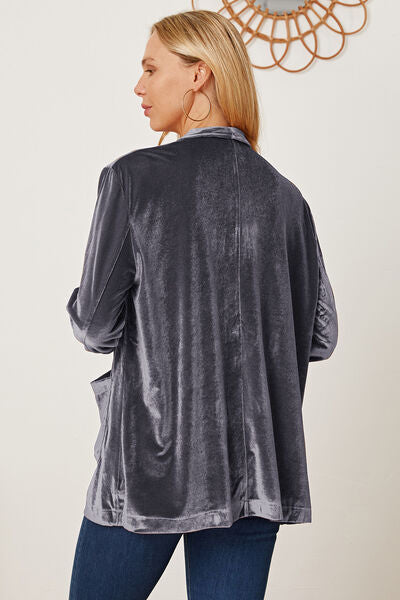 Pocketed Open Front Long Sleeve Outwear