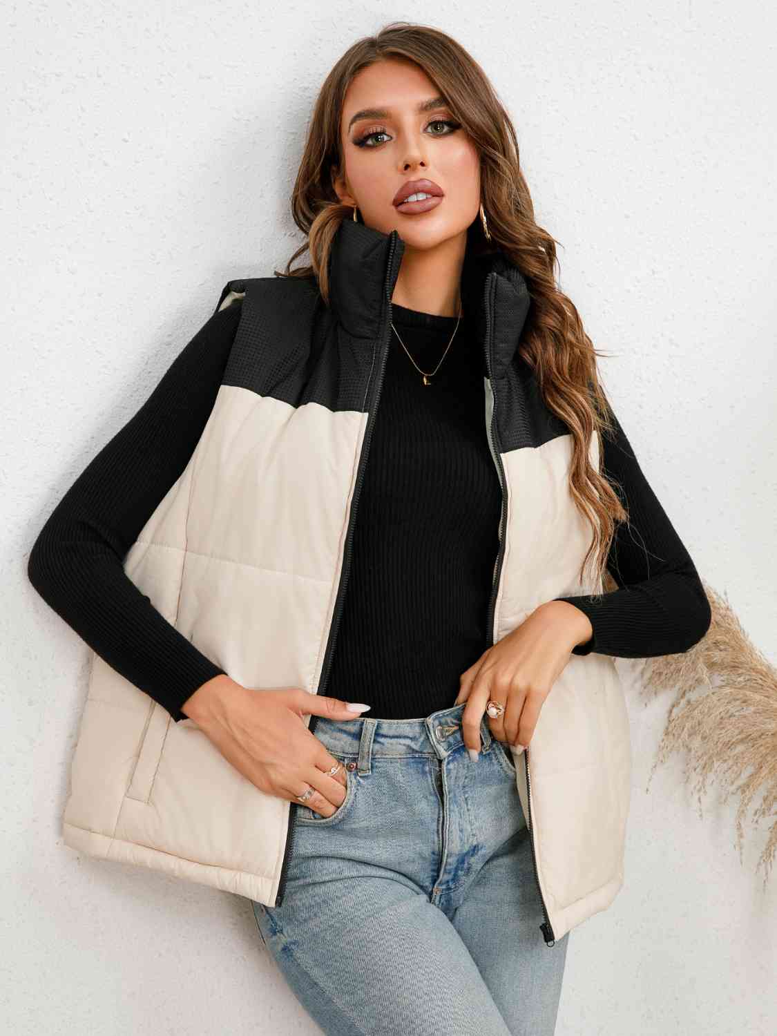 Two-Tone Zip-Up Vest