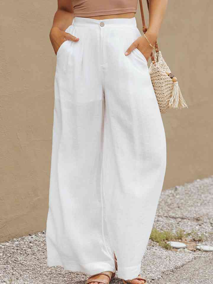 Wide Leg Buttoned Pants